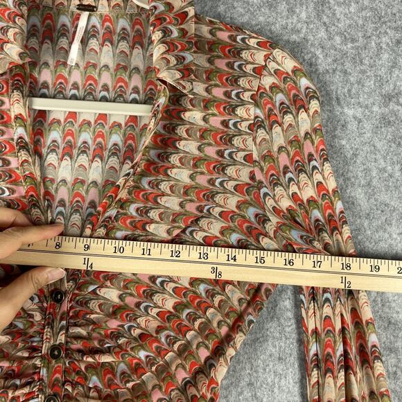 Free People Lucky Shirt Womens XS Canyon Combo Mesh Sheer Ruched Boho Indie - Picture 10 of 16